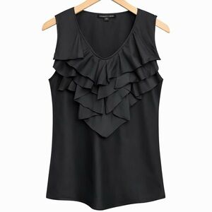 Lafayette 148 New York Black Ruffled Sleeveless Top with Side Zip